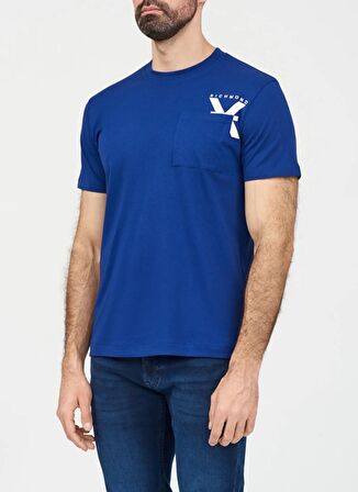 John Richmond Bisiklet Yaka Lacivert Erkek T-Shirt UMP24048TS