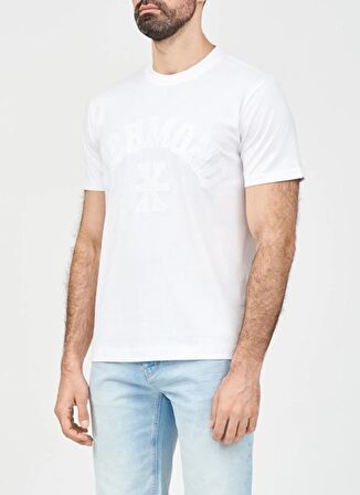 John Richmond Bisiklet Yaka Beyaz Erkek T-Shirt UMP24045TS