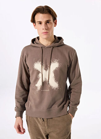 John Richmond Kapüşon Yaka Kahve Erkek Sweatshırt UMA24070FE