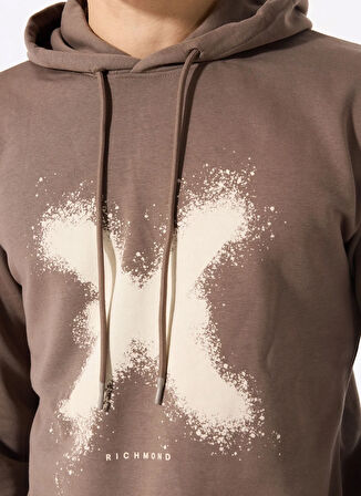 John Richmond Kapüşon Yaka Kahve Erkek Sweatshırt UMA24070FE
