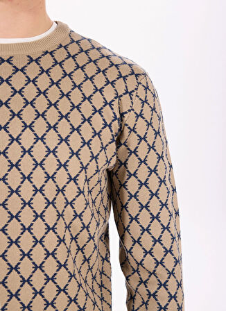 John Richmond Bisiklet Yaka Regular Fit Bej Erkek Kazak UMA24028MA