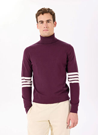 John Richmond Balıkçı Yaka Regular Fit Bordo Erkek Kazak UMA24102LU