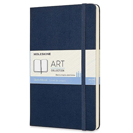 Moleskine Sert Kapak Eskiz Defteri Safir Mavi (13x21)