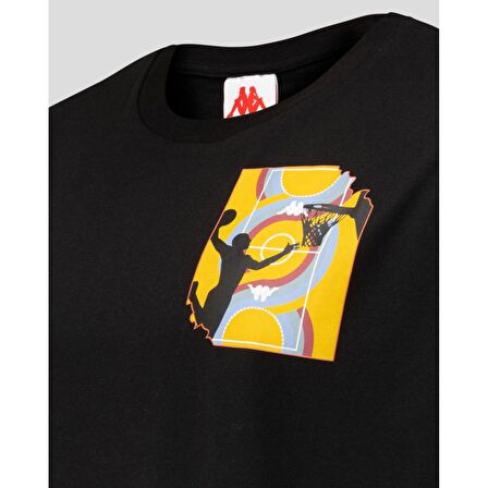 Kappa Yuvarlak Yaka Düz Siyah Erkek T-Shirt 311G3RW AUTHENTIC GRAPHIK VARIS TK