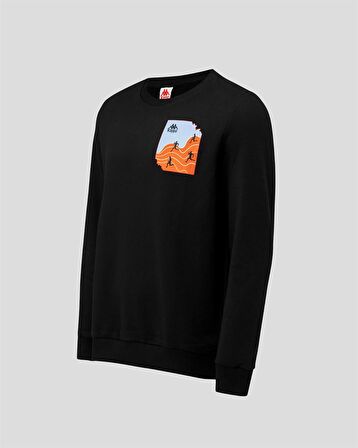 Kappa Authentic Graphik Virl TK Erkek Siyah Sweatshirt 361G7PW005