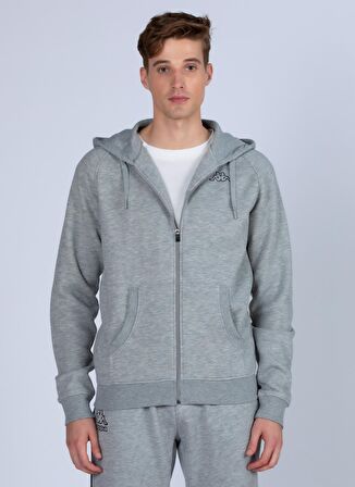 Kappa Kapüşon Yaka Gri Erkek Sweatshırt 321J62W LOGO JACK SLIM