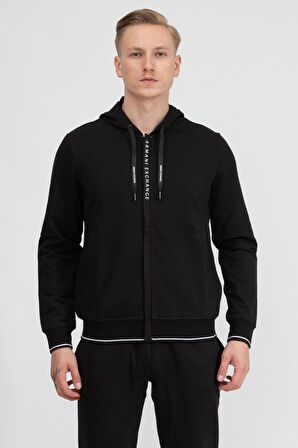 Kapüşon Yaka Siyah Erkek Sweatshırt 8NZM82 1200-BLACK