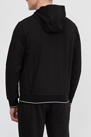 Kapüşon Yaka Siyah Erkek Sweatshırt 8NZM82 1200-BLACK