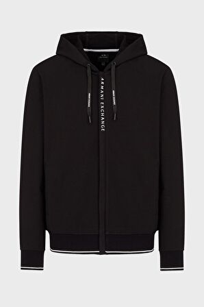 Kapüşon Yaka Siyah Erkek Sweatshırt 8NZM82 1200-BLACK