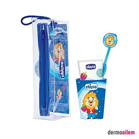 Chicco New Oral Diş Fırçası Seyehat Seti Bardaklı 3-6 Yaş Mavi