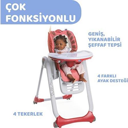 Chicco Polly 2 Start Katlanır Çok Amaçlı Mama Sandalyesi Kırmızı 