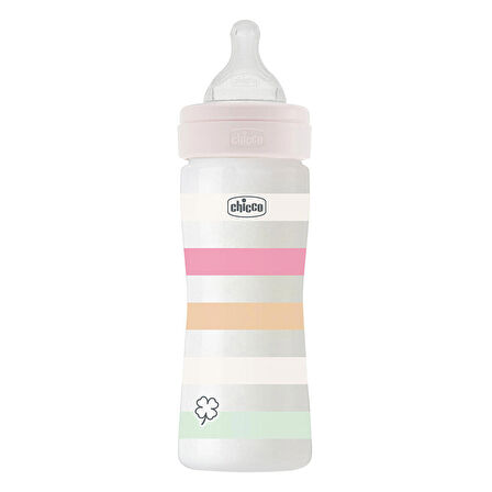 Chicco Yeni Wellbeing Renkli Biberon PP Pembe 250 ml Orta Akış