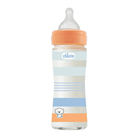 Chicco Wellbeing Yavaş Akış Mavi Cam Biberon 240 ml 0+ Ay