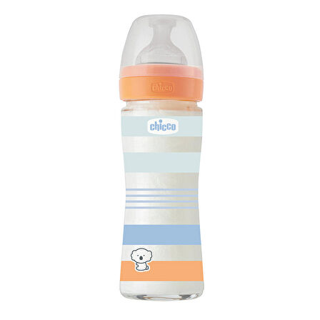 Chicco Wellbeing Yavaş Akış Mavi Cam Biberon 240 ml 0+ Ay