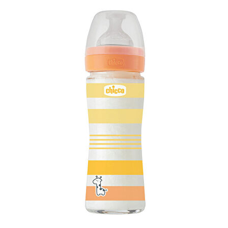 Chicco Wellbeing Yavaş Akış Gri Cam Biberon 240 ml 0+ Ay