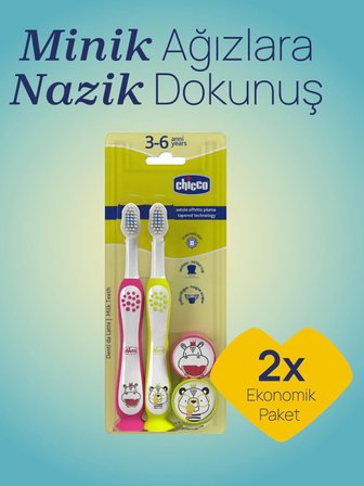 Chicco 2'Li Diş Fırçası 3-6 Yaş - Pembe