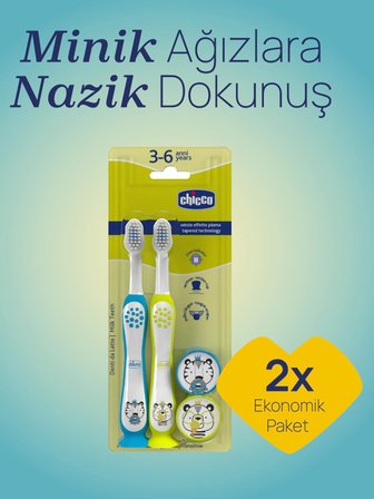Chicco 2'Li Diş Fırçası 3-6 Yaş - Mavi