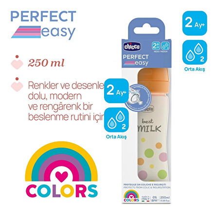Chicco Perfect Easy Biberon PP 250 ml Ota Akış- Kız