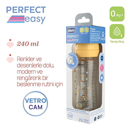 Chicco Perfect Easy Biberon Cam 240 ml Yavaş Akış-Unisex