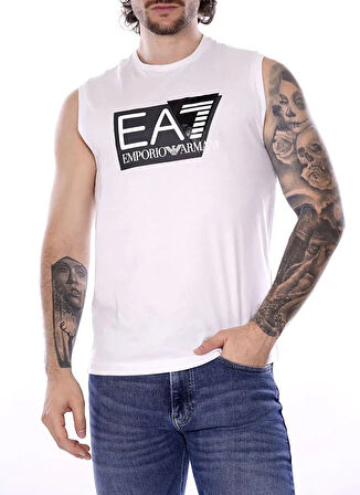 EA7 Bisiklet Yaka Beyaz Erkek T-Shirt 3DPT80PJ02Z