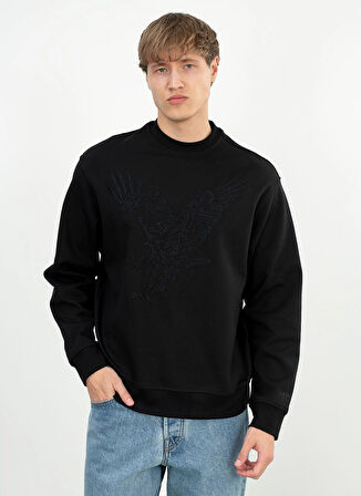 Armani Exchange Bisiklet Yaka Siyah Erkek Sweatshırt 6DZMAE ZJKBZ 1200