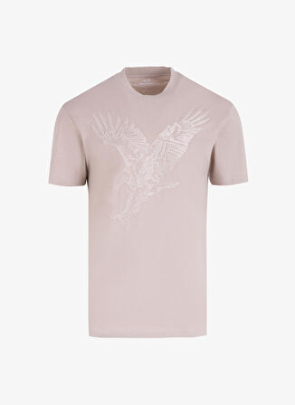 Armani Exchange Bisiklet Yaka Baskılı Bej Erkek T-Shirt 6DZTAD ZJ9TZ 17AB