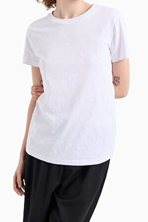 Kadın Detay Logolu T-Shirt - Beyaz | L
