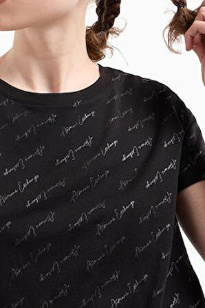 Kadın Detay Logolu T-Shirt - Siyah | XL