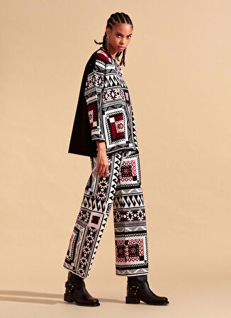 Akep Bisiklet Yaka Normal Desenli Çok Renkli Kazak Kadın MGKD03073