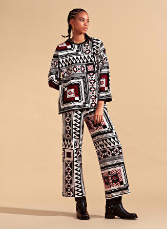 Akep Bisiklet Yaka Normal Desenli Çok Renkli Kazak Kadın MGKD03073