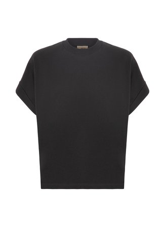 Akep Bisiklet Yaka Düz Siyah Kadın T-Shirt TSKD03222
