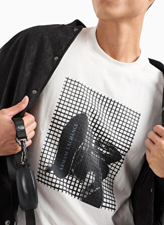 Armani Exchange Bisiklet Yaka Baskılı Ekru Erkek T-Shirt 6DZTLD ZJ9JZ 1116