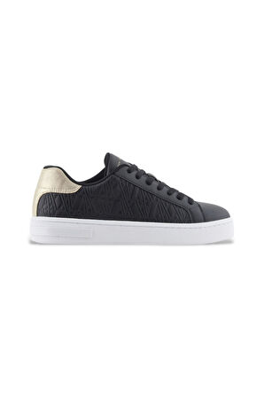 Kadın Kabartma Monogram Desenli Sneaker - Siyah | 38,5