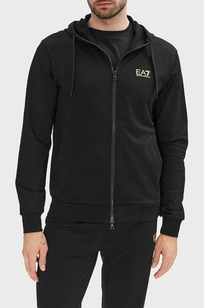 EA7 Logolu Regular Fit Fermuarlı Kapüşonlu Erkek Eşofman Takımı EŞOFMAN TAKIMI 8NPV62 PJVRZ 0208 SİYAH