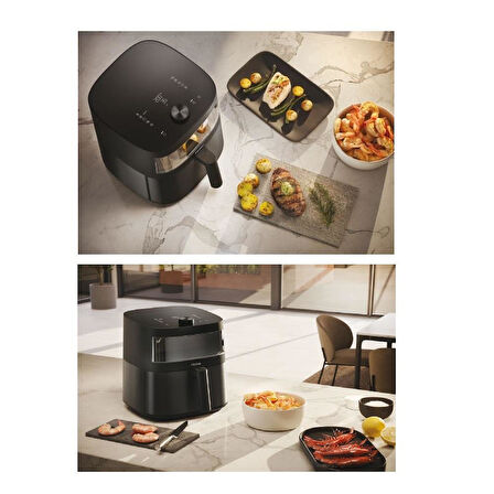 Haier Airfryer Fritöz Siyah HAF5A2 011 2000 W çok amaçlı pişirici, 7 l maksimum kapasite, Cam pencere, Manuel ayarlar, Kaymayı önleyen ayaklar, Non-stick Treatment, Ergonomik sap, 4'e kadar porsiyon, Dahili LED ışık, Çıkarılabilir çekmece,