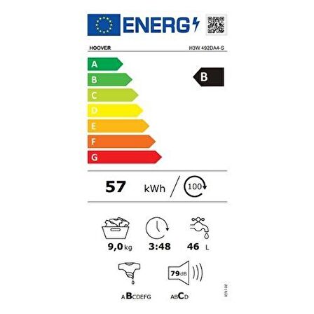 Hoover H3W 492DA4-S 9 Kg Çamaşır Makinesi