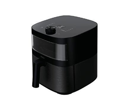 Haier Airfryer Fritöz Siyah HAF5TWA3 011 2000 W çok amaçlı pişirici,  7 l maksimum kapasite, Cam pencere, Manuel ayarlar, Kaymayı önleyen ayaklar, Yapışmaz yüzey, Ergonomik sap, 4'e kadar porsiyon, Dahili LED ışık, Çıkarılabilir çekmece, Bul