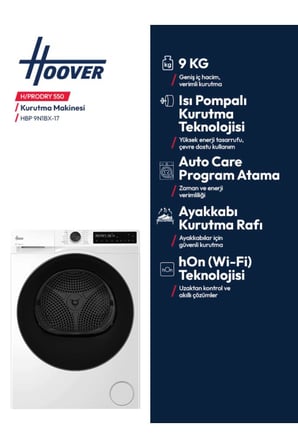 HBP 9N1BX-17 9 kg Wi-Fi Bağlantılı Isı Pompalı Kurutma Makinesi