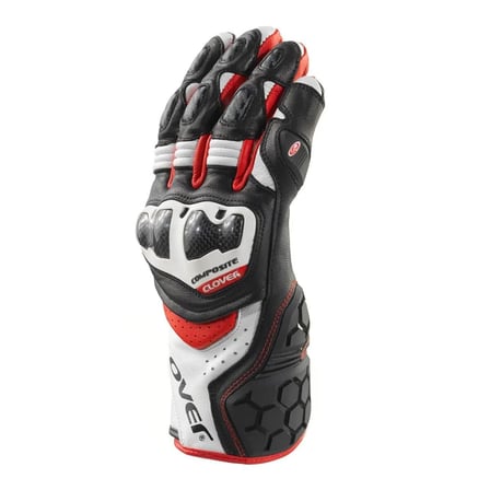 Clover RSC-4 Korumalı Motosiklet Eldiveni Siyah  Beyaz  Kırmızı