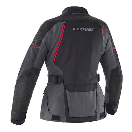 Clover Outland-3 Lady WP Korumalı Kadın Motosiklet Montu Siyah  Kırmızı