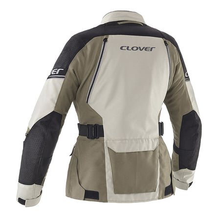 Clover Outland-3 Lady WP Korumalı Kadın Motosiklet Montu Bej  Siyah