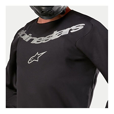 Alpinestars Fluid Graphite Off-Road Motosiklet Jerseyi Siyah  Gümüş