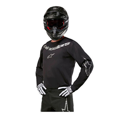 Alpinestars Fluid Graphite Off-Road Motosiklet Jerseyi Siyah  Gümüş