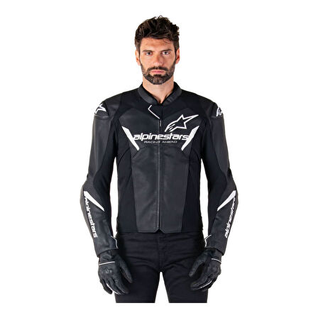 Alpinestars Faster V3 Air Korumalı Deri Motosiklet Montu Siyah  Beyaz