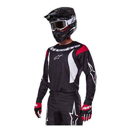 Alpinestars Fluid Haul Off-Road Motosiklet Jerseyi Siyah  Beyaz  Kırmızı