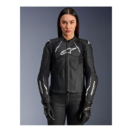 Alpinestars Stella Dusk Deri Kadın Motosiklet Montu Siyah  Beyaz