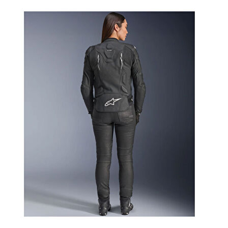 Alpinestars Stella Dusk Deri Kadın Motosiklet Montu Siyah  Beyaz