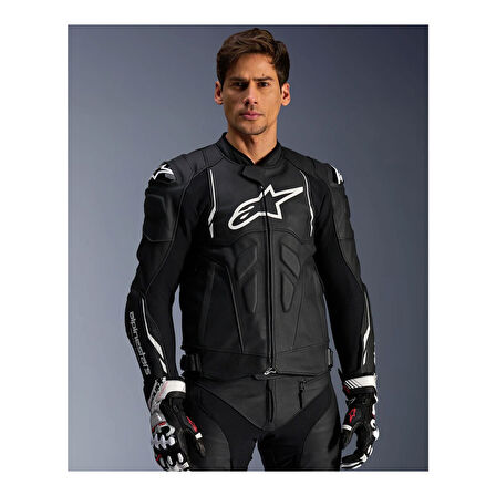 Alpinestars Dusk Korumalı Deri Motosiklet Montu Siyah  Beyaz