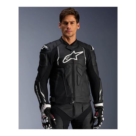 Alpinestars Dusk Korumalı Deri Motosiklet Montu Siyah  Beyaz
