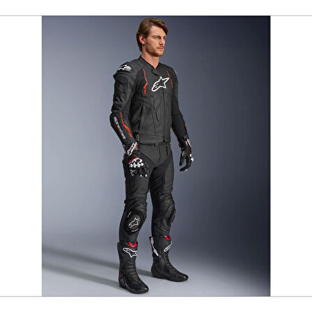 Alpinestars Dusk Airflow Korumalı Deri Motosiklet Montu Siyah  Kırmızı